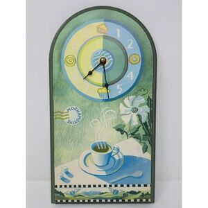 Vintage Coffee Theme Wooden Wall Clock Quartz Handmade Style Decor